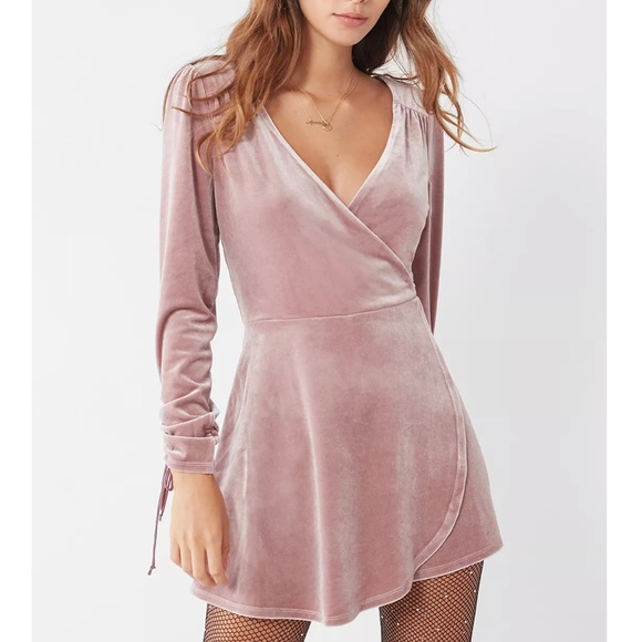 Urban Outfitters Pants - URBAN OUTFITTERS blush pink “goldmine surplice” faux skirt romper size small